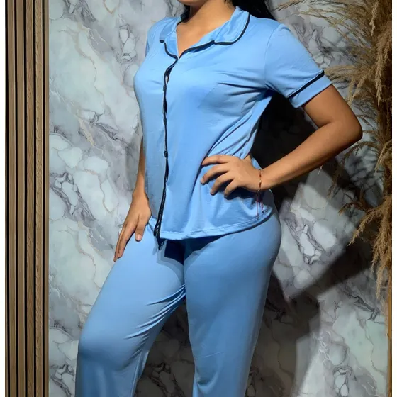 Pijama De Dama Pantalón De Botones 