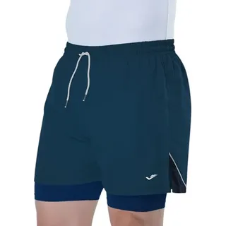 Short Elite Duplo Running Plus Size Masculino Azul-marinho Lisa 2gg