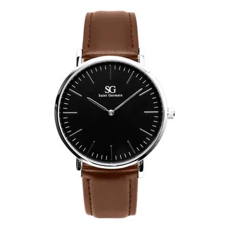 Relógio Masculino Saint Germain Bronx 40mm Couro Vegano Marrom.