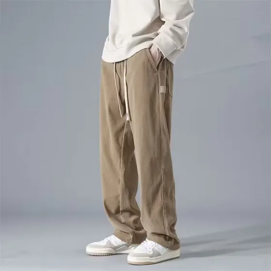 Pantalones Casuales Vintage De Pana Recta Para Hombre
