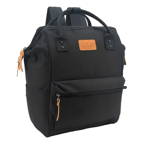 Mochila Urbana con 3 Bolsillos Boca de Pez Impermeable Amayra 20L Color Negro Liso