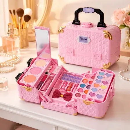 Kit Maleta Com Maquiagem Infantil Completa Profissional Rosa