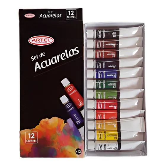 Set De Acuarelas 12 Colores Artel 