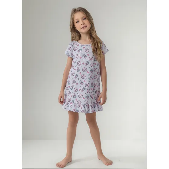 Vestido Estampado Donuts And Coffee - Niña - Aiub