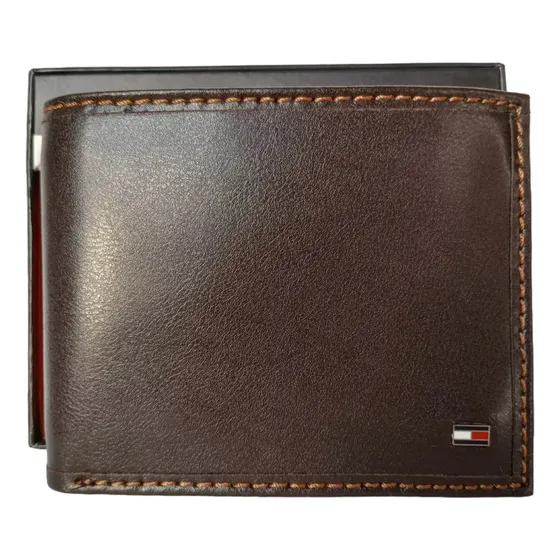Tommy Hilfiger Billetera Cuero Genuino Marrón 100% Original