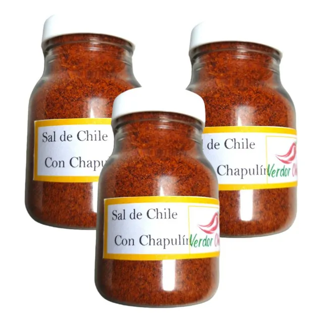 Sal De Chile Con Chapulin Oaxaca 3 Botes De 100 G Cada Uno 