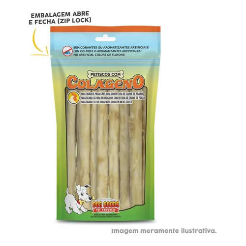 Petisco Para Cães, Osso Ossinho Colágeno 8mm - 10 Palitos