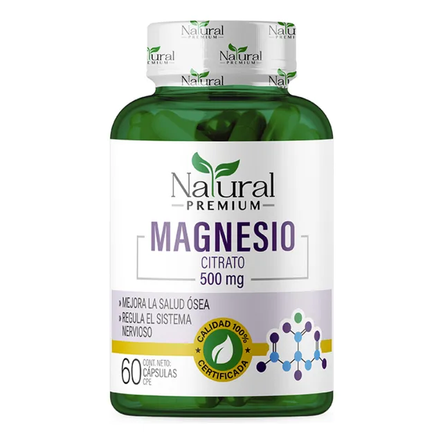 Citrato De Magnesio 500 Mg Por 60 Cápsulas Natural Premium