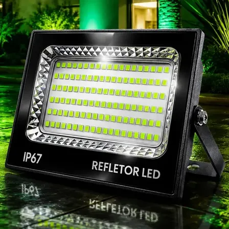 Kit 2 Refletores LED UC68 400W Verde IP67 Externo Fachadas Jardins