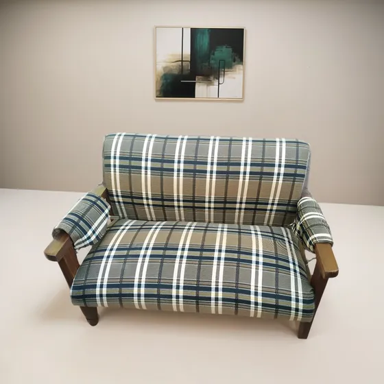 Sofa De 2 Cuerpos Mod. Sofia Con Brazos De Madera