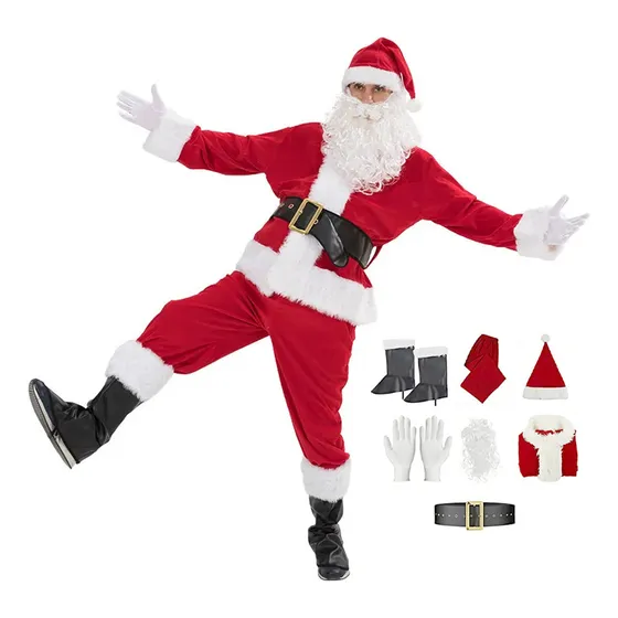 I Juego De 7 Disfraces De Papá Noel Para Adulto, Traje Con