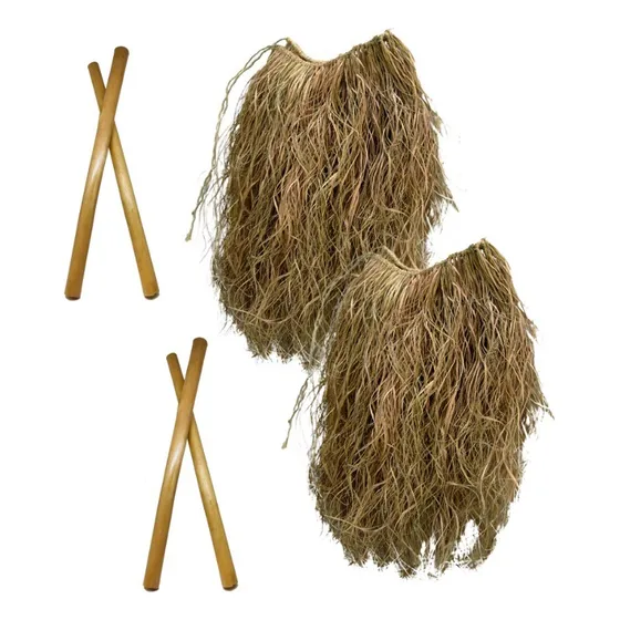Kit 2 Saias Para Maculelê, 2 Pares D Grimas - Rabo De Arraia