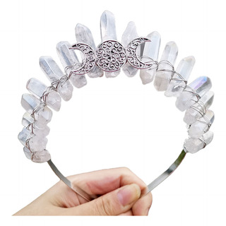 (c) Diadema De Cuarzo De Cristal Crudo En Forma De Corona Ah (c) Diadema De Cuarzo De Cristal Crudo En Forma De Corona Ah
