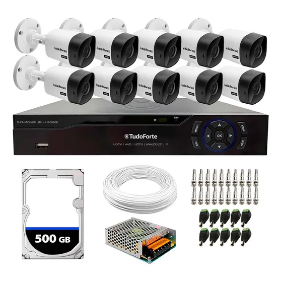 Kit 10 Câmeras Intelbras 1120b Dvr 16 Canais Com Hd Completo
