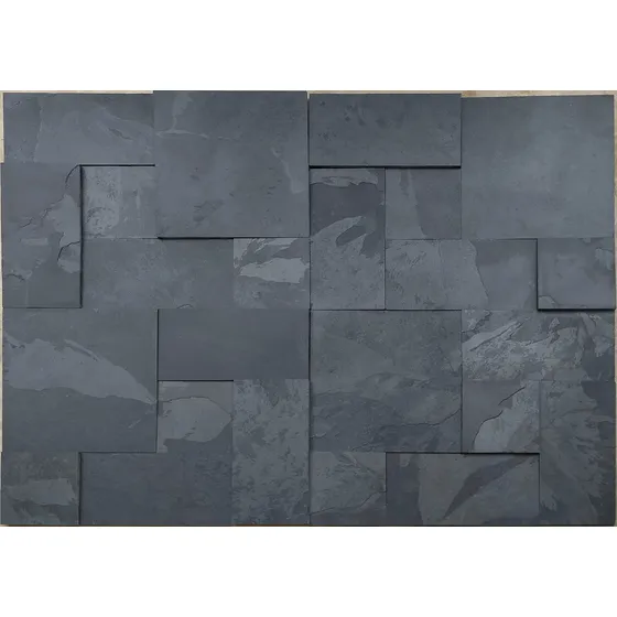 Revestimento Natural Pedra Ardósia Grafite Mosaico 3d Grande