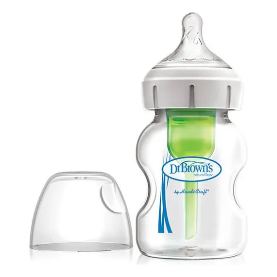 Dr Brown's Options+ Wide-Neck GLASS mamadera boca ancha de vidrio 150ml