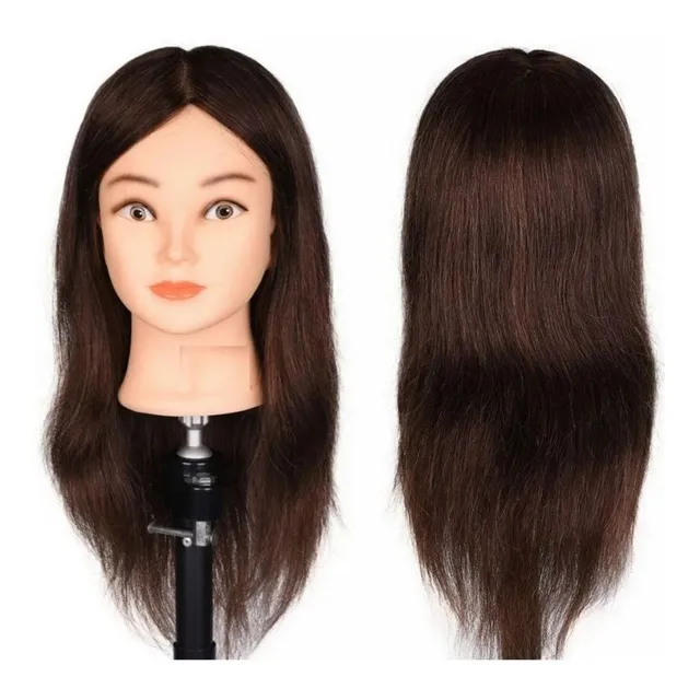Cabeça Manequim Treina 100% Cabelo Humano Com Suporte 