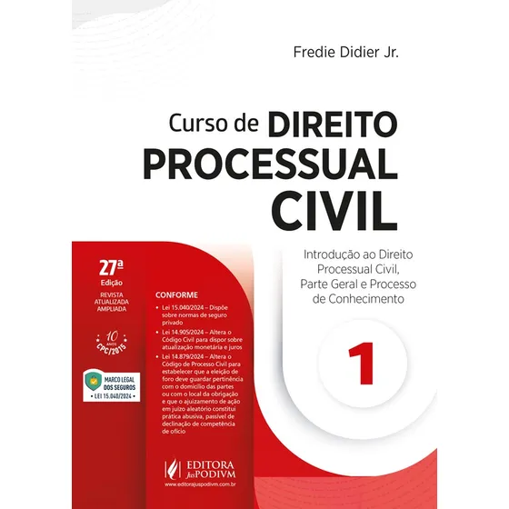 Curso De Direito Processual Civil - V.1 - Introdução Ao Direito Processual Civil, Parte Geral E Processo De Conhecimento (2025) - Juspodivm