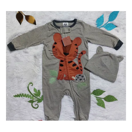Pijama Enteriza Gerber Para Niño A Rayas Con Motivo De León
