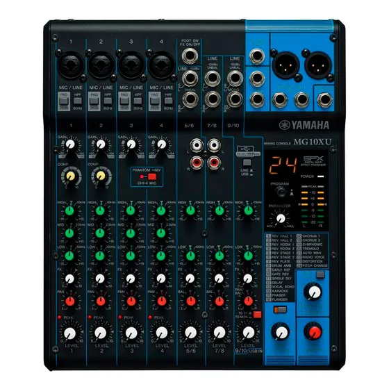 Mesa Mixer De Som Yamaha Mg10xu 10 Canais