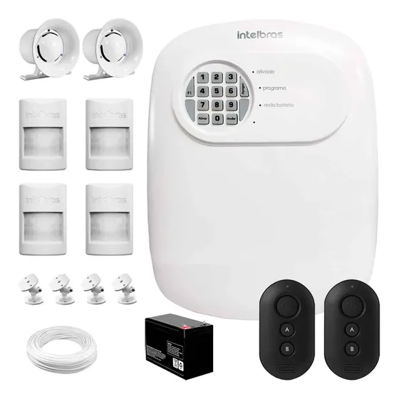 Central De Alarme + 4 Sensor Ivp 1000 + 2 Controles Xac 4000