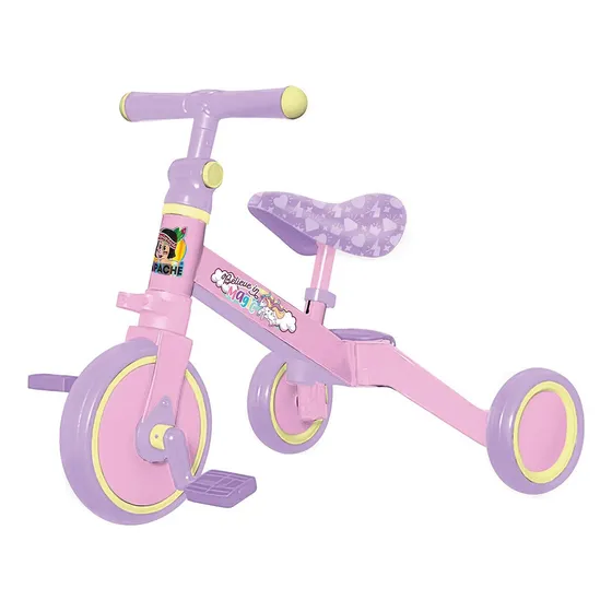 Apache 3 In 1 Triciclo, Montable Y Bicicleta De Balance Rosa Color Rosa claro