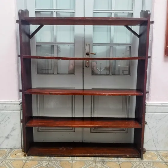 Biblioteca De Madera 5 Estantes Macizos Firme Y Resistente 