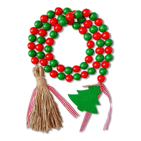 Guirnalda Cuenta Madera Navidad Borla Adorno Arbol Año 2023
