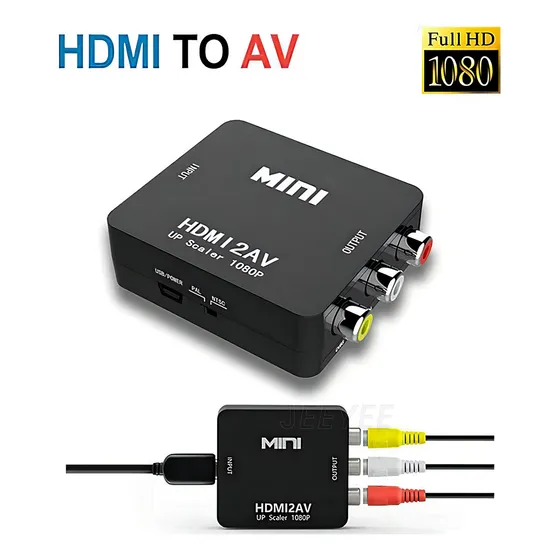 Adaptador De Hdmi A Rca Av Para Audio Y Video 1080p, Compatible Con Entradas Hdmi De Ibox De Tv, Ps3, Computadoras De Escritorio Y Portátiles, Y Salida A Televisores Y Proyectores Con Puertosav,jeeyee