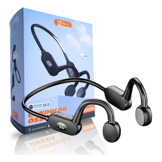 Fone De Ouvido Condução Ossea Bluetooth Sem Fio Esportivo. Cor Preto
