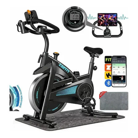Bicicleta Ergométrica Spinning Profissional Inércia 6kg 1,9m Azul 0