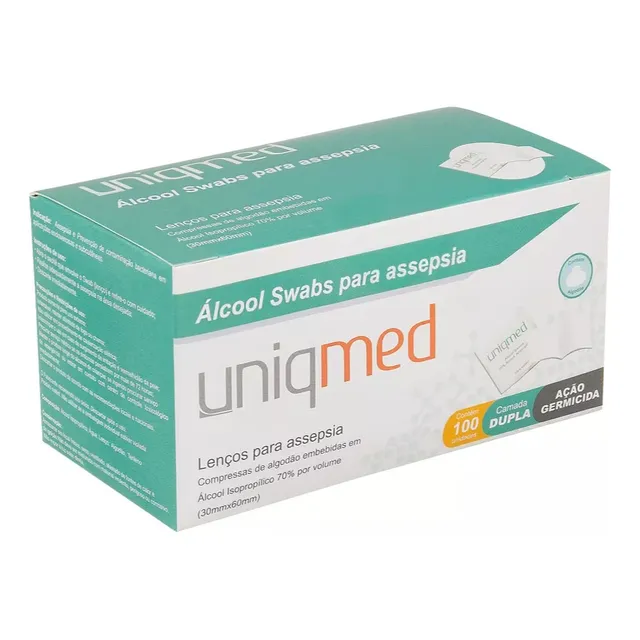 Kit 500  Alcool Swab Lenços Umedecidos Assepsia Antibacteria