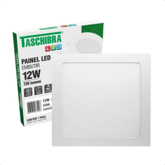 Painel De Led Taschibra Quadrado Embutir Lux 12w Autovolt