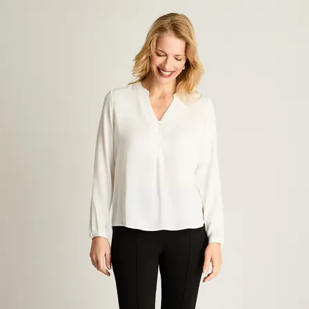 Blusa Escote Mao 3 Botones Crudo Mujer Moda Invierno Hasta X