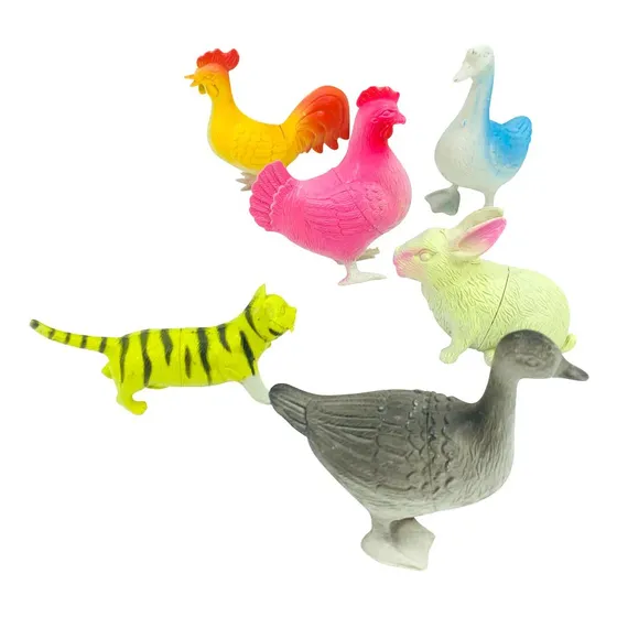 Juguete Animales De Granja De Goma Set Plastico