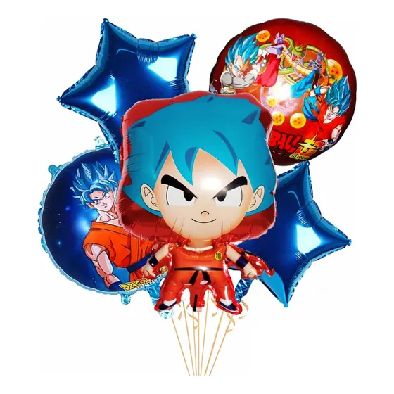 Globo Metalizado Set 5 Pzas Globo De Goku Cuerpo Completo..