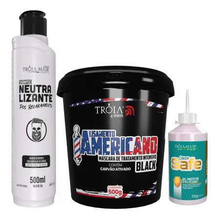 Alisamento Americano Black 500g + Shampoo Neutralizante 300ml Tróia Hair