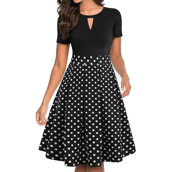 Vestidos Yathon Para Mujer, Vintage, Con Puntos Negros En La