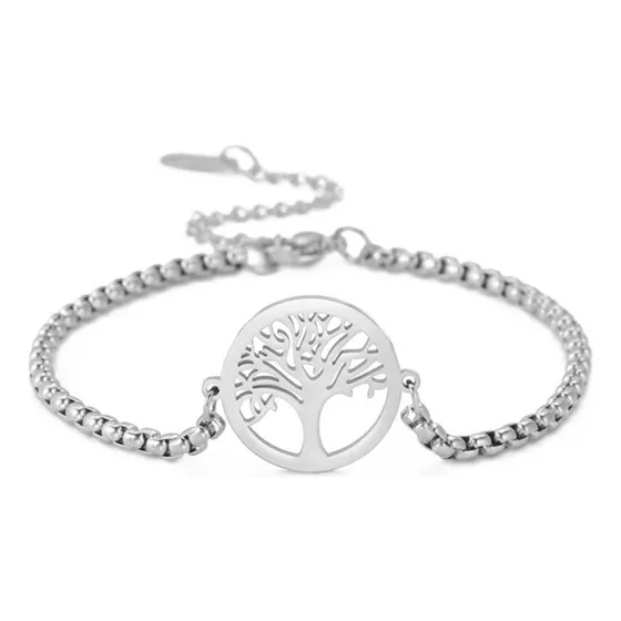 Pulsera Arbol De La Vida Plateada Acero / Todojoyas