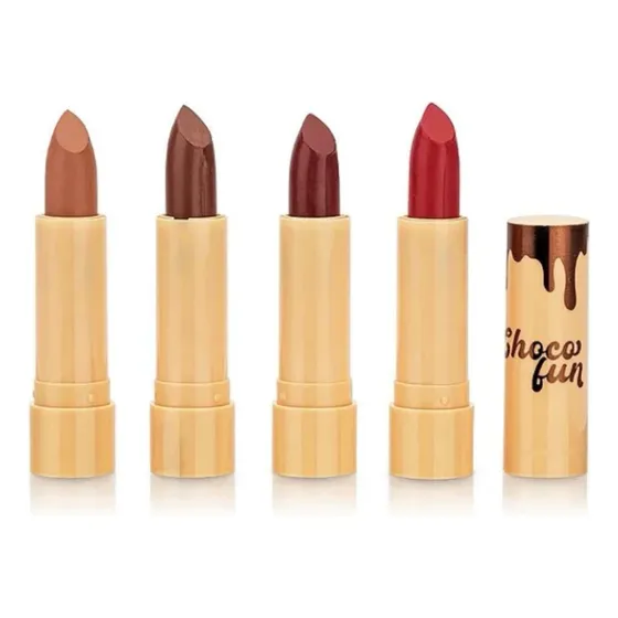 Kit Batom Soft Matte C/ Óleo De Rícino Choco Fun Fenzza Boca Cor Kit C/ 4