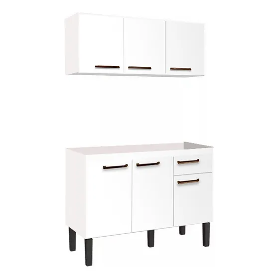 Bajo Mesada LTC Cocina + Mueble Aereo Cocina O Baño Con Estante Color Blanco