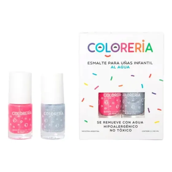 Set X2 Esmalte Para Uñas Infantil Al Agua Coloreria C09