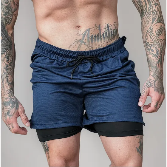 Bermuda 2 Em 1 Short Duplo Masculino Academia Treino Corrida
