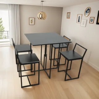 Mesa De Jantar Pequena Quadrada 4 Banquetas Compacta Mesa De Jantar Pequena Quadrada 4 Banquetas Compacta