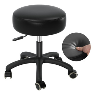 Silla Rolling Stool Salonfactory, Resistente, De Piel Negra Silla Rolling Stool Salonfactory, Resistente, De Piel Negra