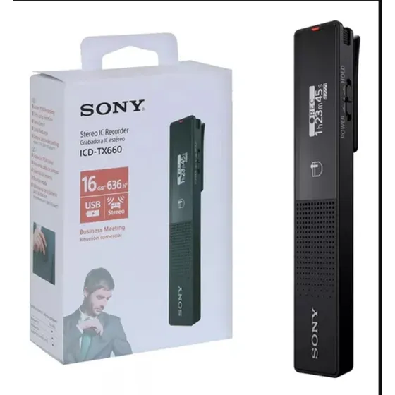 Grabadora De Voz Digital Sony Portátil Y Recargable De 16 Gb