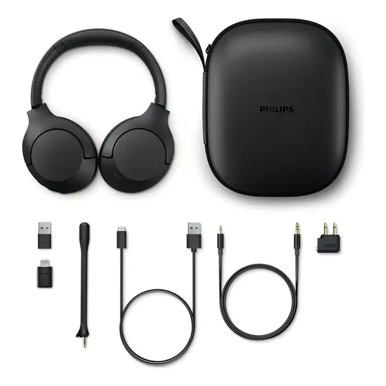 Auriculares Bt Philips Tah8507bk/00 Con Mic Color Negro