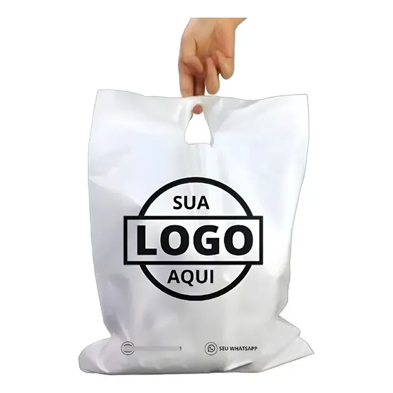 Sacolas Personalizadas Com Sua Logo 30x40, 500 Un Cor Branco