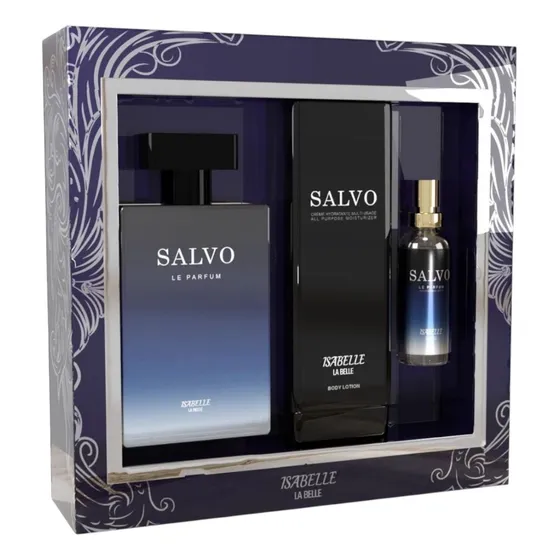 Kit Salvo Isabelle La Bele Original Perfume 100ml, Hidratante 200ml + Perfume 15ml Insiração Alta Fixação, Masculino Colection
