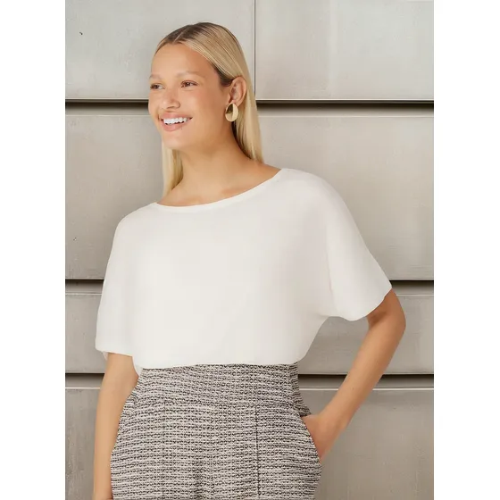 Blusa Básica Femenina Manga Corta - 4f9m